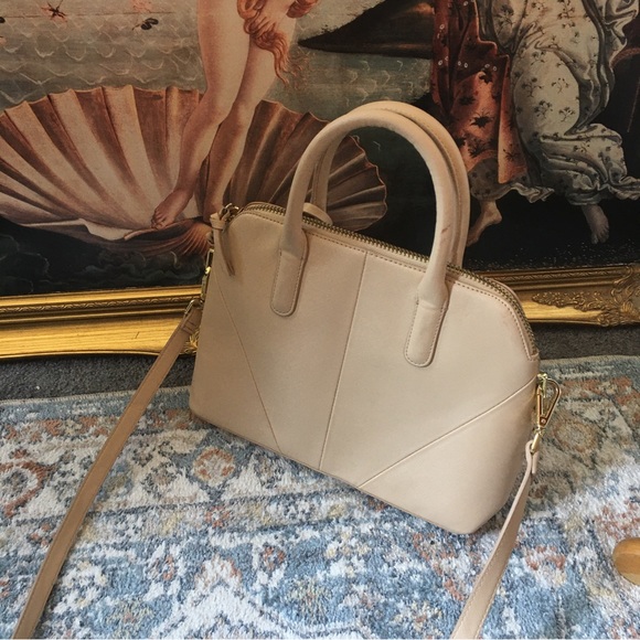Zara creamy pink / beige classic bowler bag with crossbody strap - Picture 2 of 12